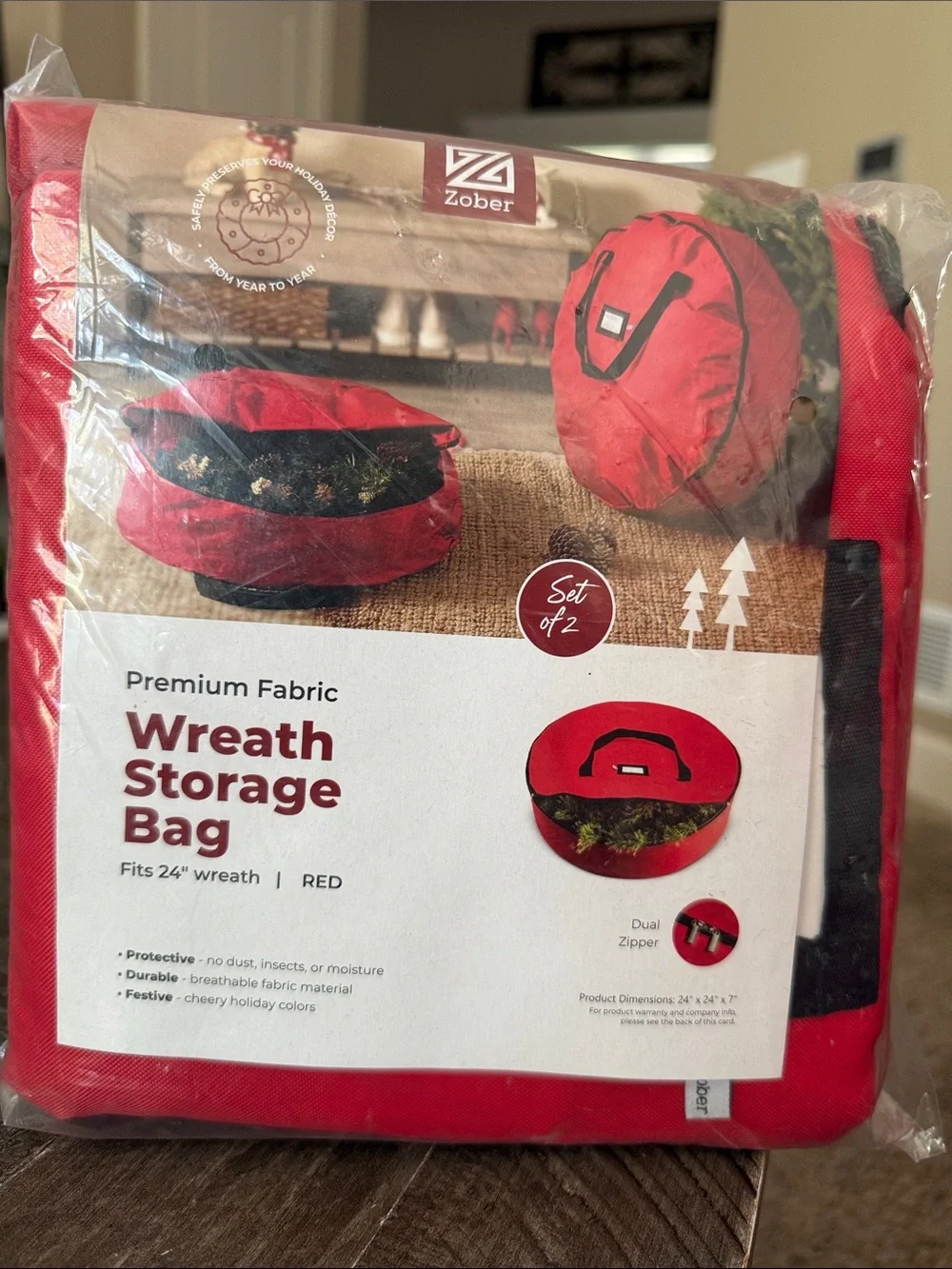 Wreath Storage Bag - Set of 2 - Fits 24” wreath - New!